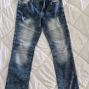 South Pole Men's Slim Straight Blue Washed Jeans